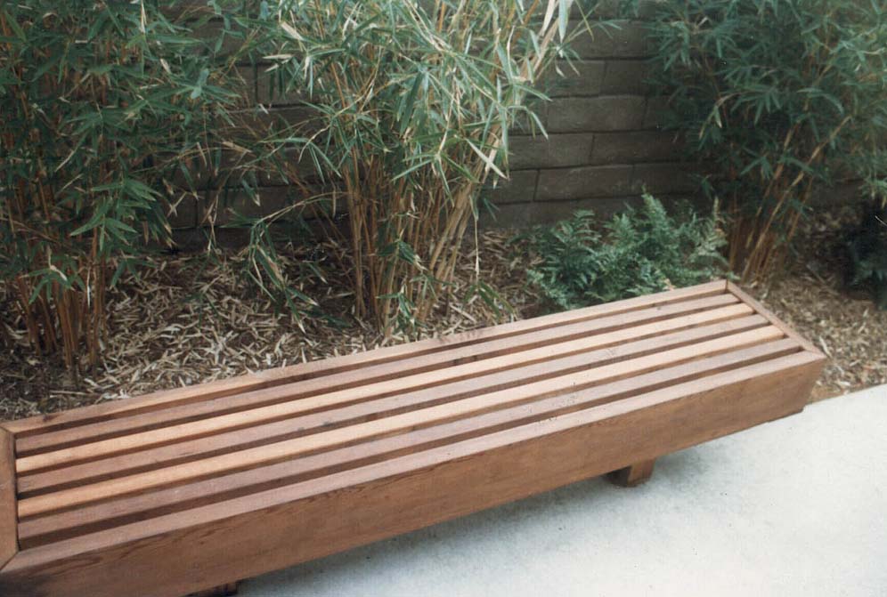 Backless Redwood Bench