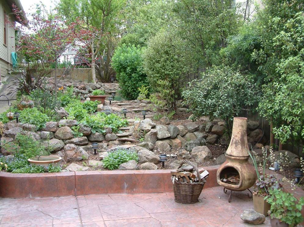 Chiminea and Rock Garden